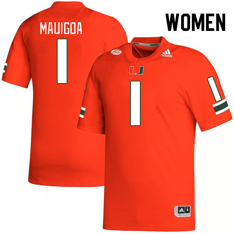 Women #1 Francisco Mauigoa Miami Hurricanes College Football Jerseys Stitched-Orange